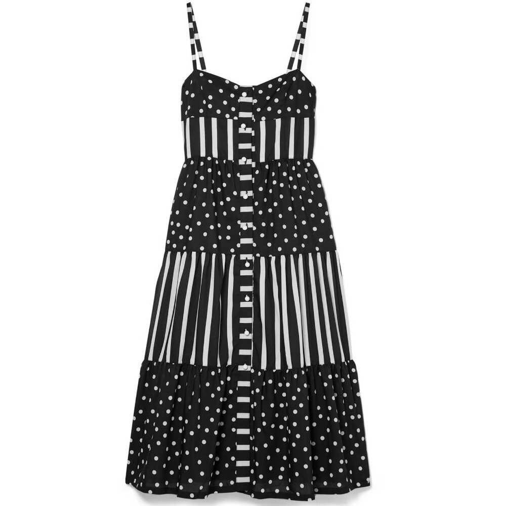 Solid & Striped Button Up Tiered Dress